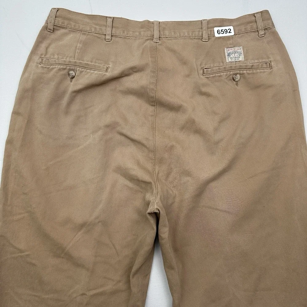 VTG Polo Ralph Lauren Pleated Chino Pants Mens 36 FIT 34x32 Khaki Beige Relaxed